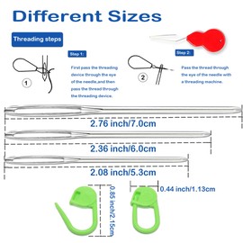 17 Pcs Sewing Knitting Kits, 9 Pcs Large-Eye Blunt Yarn Needles, 2 Pcs Needle Threader, 6 Pcs Colorful Knitting Crochet Locking Counter Stitch Needle, Suitable for Crochet Project