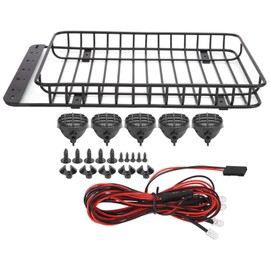 VGEBY RC Luggage Rack, Metal RC Car Roof Rack with LED Light Set Parts Suitable for Traxxas -4 / Axial SCX10 90046 RC Car