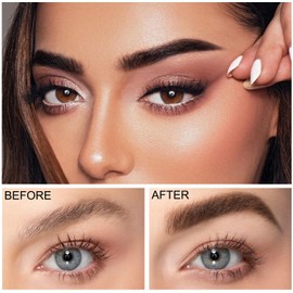 GEUUFEA Eyebrow Powder kit，Eyebrow Gel Clear Waterproof, Lasting Matte Brow Filler Cream With 10 Reusable Brow Stencils Set, 2 Dual Head Brushes