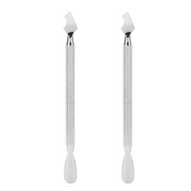 2Pcs Dual Ended Cuticle Pusher Stainless Steel Multipurpose Portable Cuticle Pusher Remover Manicure Tool