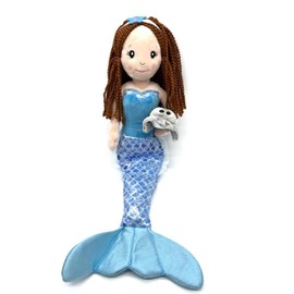 The Petting Zoo Mermaid Doll with Stingray Stuffed Animal- Great Gifts for Girls, Mermaid Plush Doll with Stingray Plush Toy, 17 inch (Red Hair)