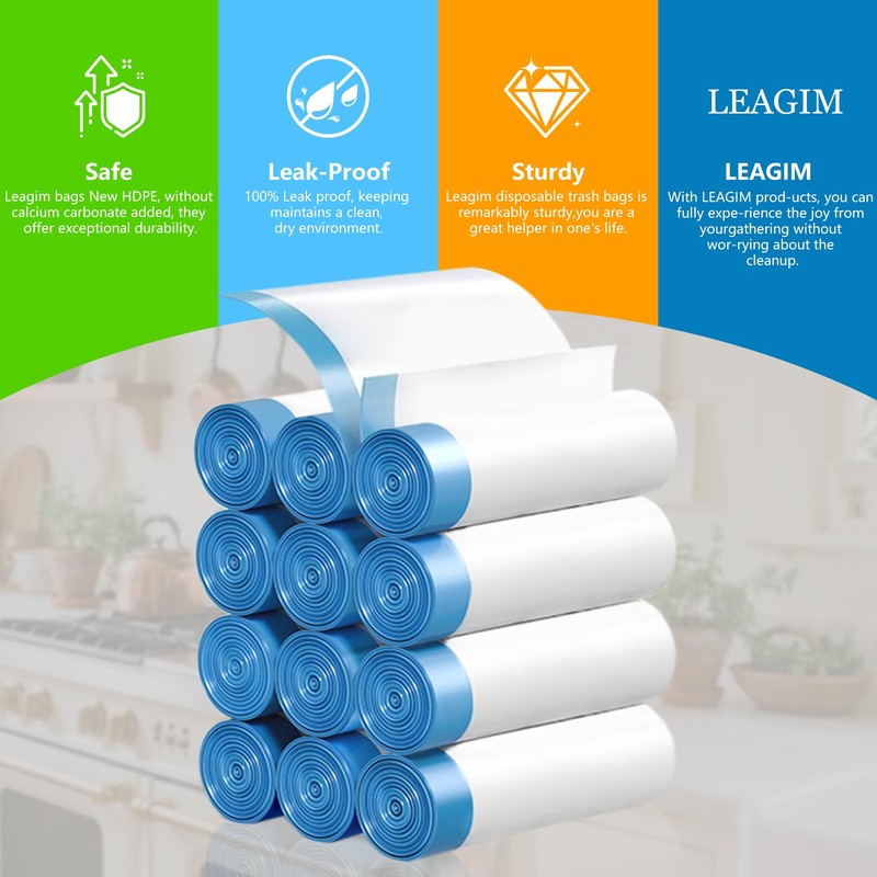 6 Gallon Trash Bags Drawstring, 360 Count -1.2 Mil Medium