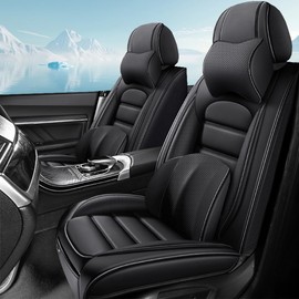 Cscevt 2 Seat Covers for Car Fit for Lexus LS 460 2007-2023 Leather Seat Covers Breathable Waterproof Seat Protectors (Black,Deluxe) Automotive Seat Covers with Airbag