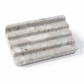 Karibiber - Jabonera de mármol gris para encimera de cocina, bandeja de jabón con diseño creativo ondulado, protector de jabón para tina, esponjas, pi