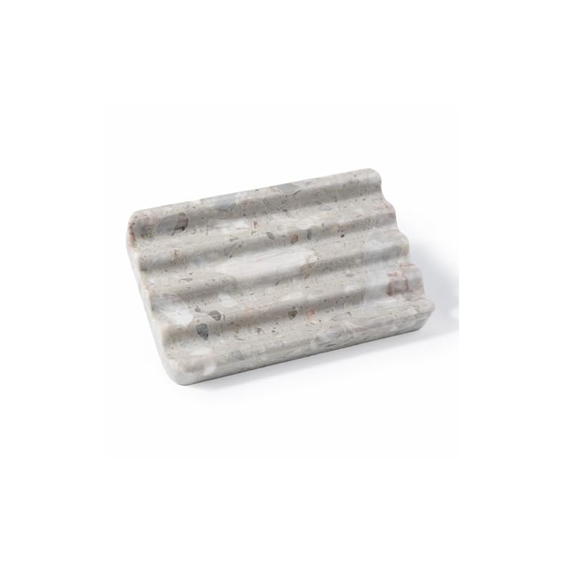 Karibiber - Jabonera de mármol gris para encimera de cocina,