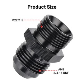 EVIL ENERGY 8AN Male Flare to M22 x 1.5mm Male Metric Fitting Adapter Aluminium Alloy 1PC