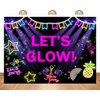 PEKRU 7x5ft Fabric Neon Backdrop Let's Glow Party Supplies Funny