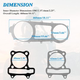New Olym 57.4mm/2.25" Complete Long Non-Bending Case Engine Gasket Set for Chinse Scooter Moped ATV Go Kart 4-Stroke GY6 125cc 150cc 152QMI 157QMJ Engine