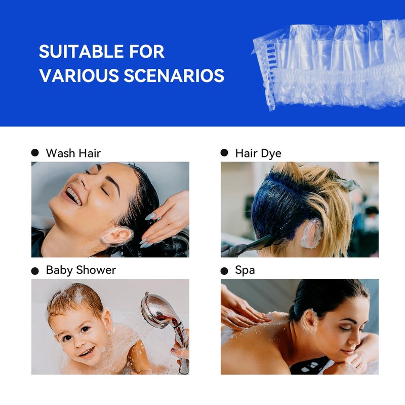 300 Pack Disposable Ear Covers for Shower - Waterproof Plastic