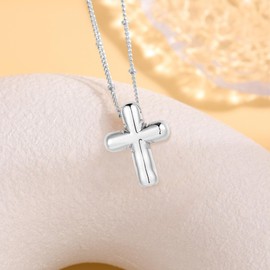 Cross Necklace for Women, 14k Gold Plated Bubble Cross Pendant Necklaces Jewelry,Silver