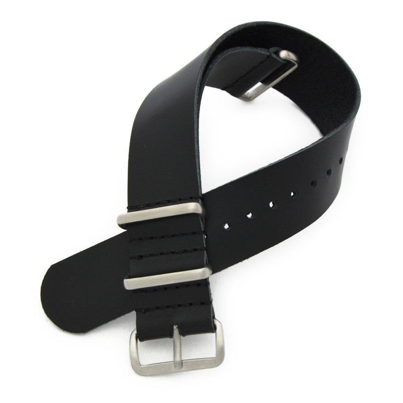 CASSIS[カシス] カーフ 時計ベルト TYPE NATO OIL LEATHER タイプナトーオイルレザー 20mm ブラック