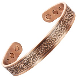 Copper Magnetic Bracelet Men Women Celtic Copper Bangle Cuff Neodymium Magnets Adjustable Wristband-SKC (M: Wrist 16.5-19.5cm/6.5-7.6")