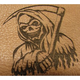 Mascorro Leather New Leather Engraved Grim Reaper Squeeze Coin Pouch Change Purse USA Made