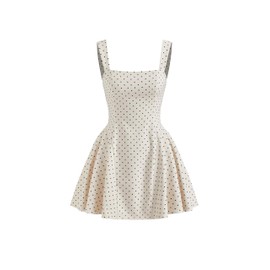 CIDER Womens Polka Dot Dress Summer Square Neck Sleeveless Mini Dress