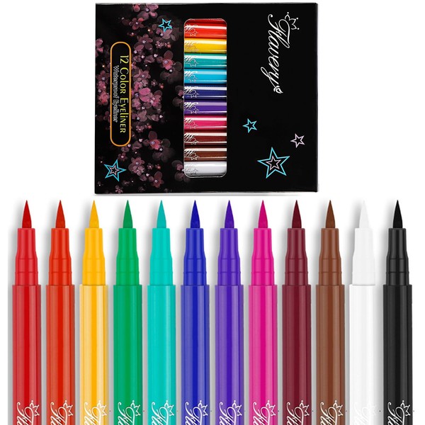 12 Farben Matte Liquid Eyeliner Set Wasserfest Farbige Flüssiger Eyeliner
