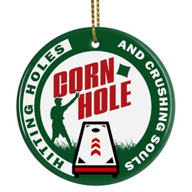 Cornhole Ornament Christmas 2024, Corn Hole Lawn Game Ornaments Xmas, Cornhole Game Board Ornament, Cornhole Board Christmas Tree Decor, Sport Lover, Sport Ornament Hitting Holes Crushing Souls