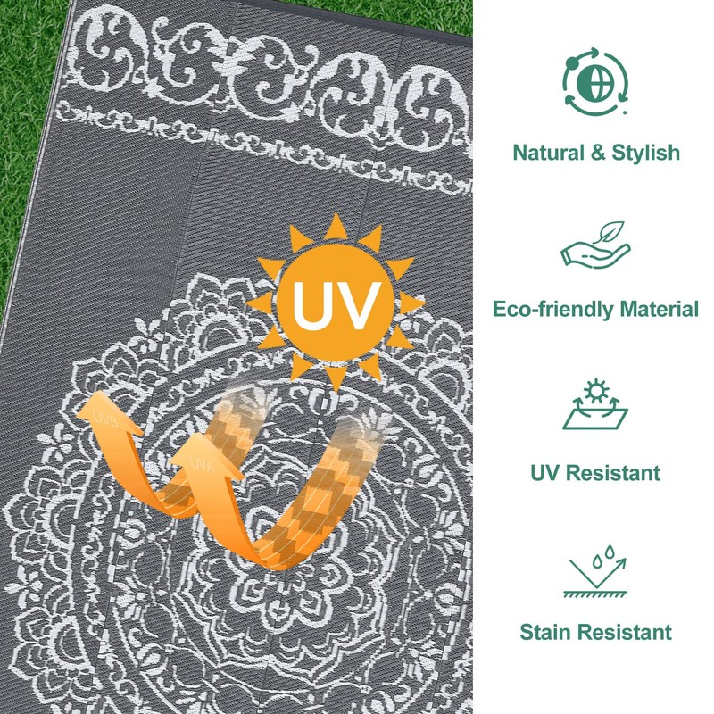 MilleLoom Round Rug 6x6 Outdoor Rug Waterproof Outdoor Rug Mat