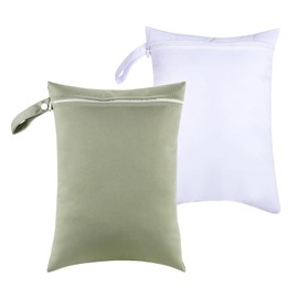 Pack of 2 Wet Bag, 40 x 30 cm Wet Bag with Zip, Waterproof Bag, Reusable Swimming Items, Laundry Bag, Travel Wet Bag for Beach Towels, Gym, Nursery, Grey + White