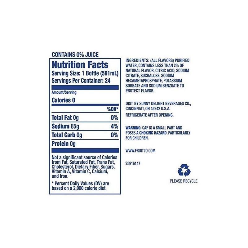 Fruit2O Zero Calorie Flavored Water 20 Variety Pack