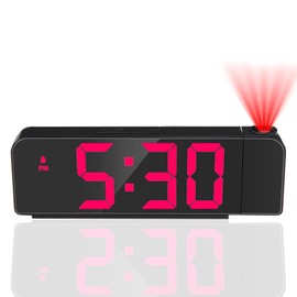 Titifeya Digital Projection Alarm Clocks LED Bedside Clock for Bedroom Ceiling 12/24H Temperature Date Display 180° Rotatable Projector Adjustable Brightness Snooze Night Mode for Home Office