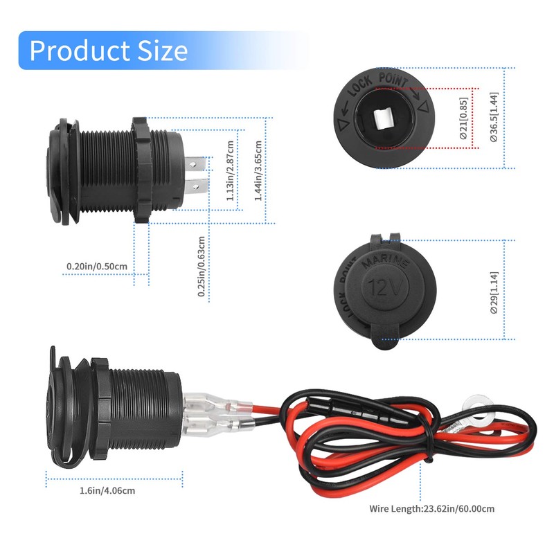 12V Car Cigarette Lighter Socket Waterproof and Dustproof plug socket