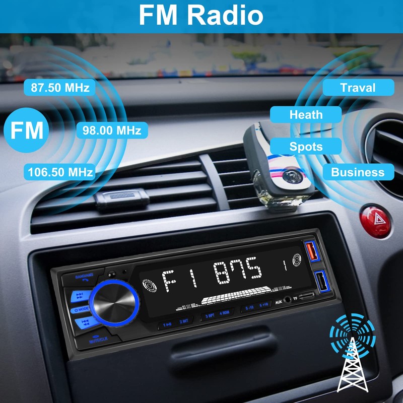 Car Radio Bluetooth Single DIN Car Stereo Audio, Car Audio