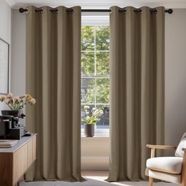 Deconovo Deconovo Super Soft Solid Thermal Insulated Blackout Curtains for Bedroom Eyelet 55x96 Inch Two Panels Taupe