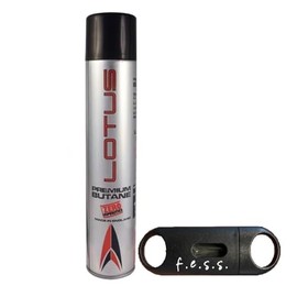 f.e.s.s. Lotus 99.99% Pure 400ml Butane Lighter Fuel Refill with FESS V Cut Cigar Cutter, Butane Gas Refill for Lighters and Torches - 1 Pack