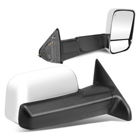 Auto Dynasty Pair of Chrome Power Heated Glass Flip Up Rear View Side Towing Mirrors Compatible with Dodge Ram 09-16