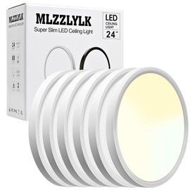 MLZZLYLK 6PK 12 inch LED Flush Mount Ceiling Light Fixture,24W Super Slim LED Ceiling Light 2400LM,3000K/4000K/6000K CCT Selectable,Close to Ceiling Round Flat Panel Light for Bedroom,Kitchen,Hallway