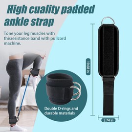 Foot Strap Cable Pull, Strength Training Foot Cuffs with 2 D-Rings, Fitness Foot Loops, Cable Pull, Kickbacks Foot Strap, Foot Cuffs Cable Pull for Men and Women