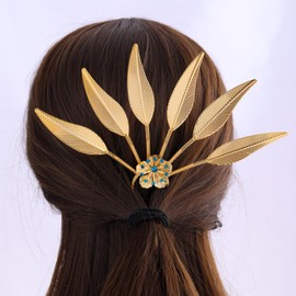 Lureme Thai Ethnic Hairpieces Alloy Leaf Hairpin with Rhinestones Hair Accessories for Women(hb000015-3)