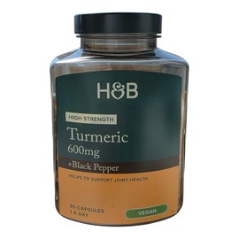 Holland & Barrett High Strength Turmeric 600mg with Black Pepper – 90 Capsules – Curcumin Supplement – Joint Support & Antioxidant – Vegan