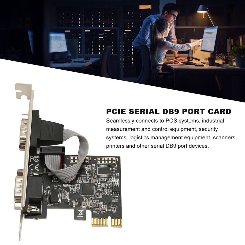 2 Port PCI Express RS232 DB9 Serial Port Card PCIe