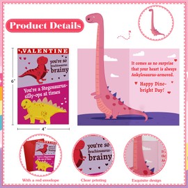 D4DREAM Funny Dinosaur Valentines Day Card for Him Her Husband Wife Romantic Dinosaur Valentines Day Gifts for Boyfriend Girlfriend Happy Dino Valentine's Day Greeting Card with Envelope for Kids Boys