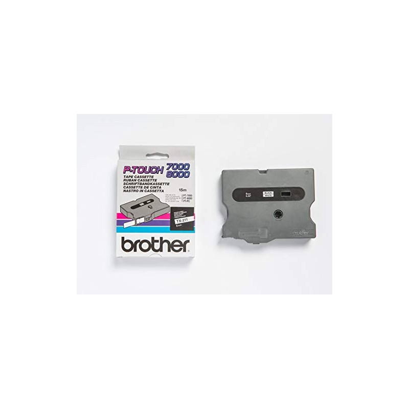 Brother TX211 - Laminated tape - black on white -