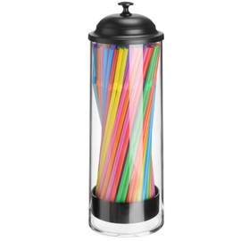 Patelai 10.6 Inch Plastic Straw Dispenser and 100 Pcs Drinking Straw Organizer Container with Stainless Steel Lid Transparent Drinking Holder(Black, Neon,Classic)