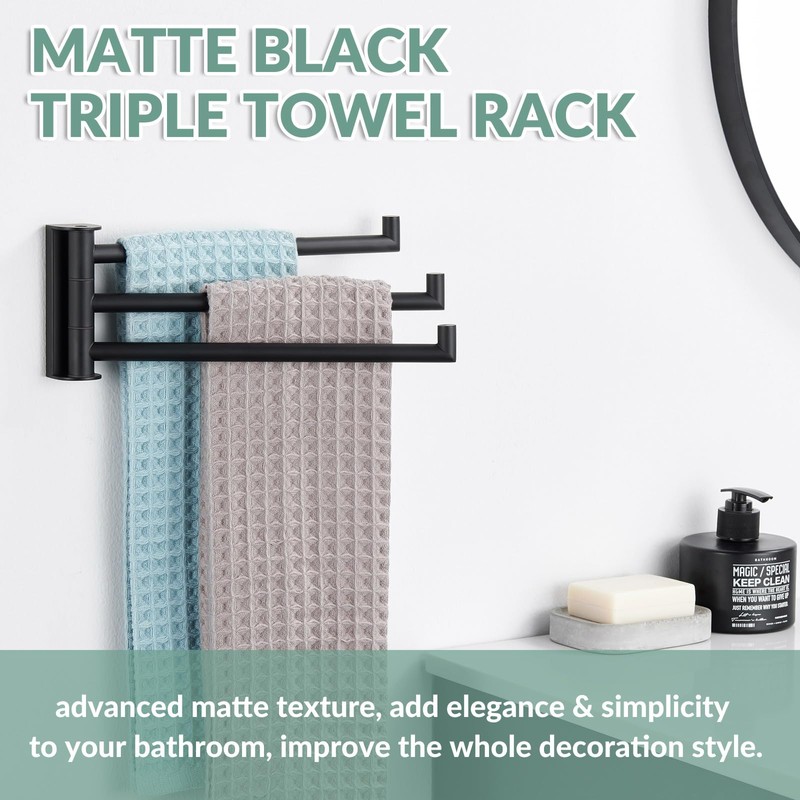 APLusee Swivel Towel Rack, 304 Stainless Steel Foldable Towel Bar
