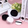 6 Pcs Small Plastic Refillable Loose Powder Containers with Puff,