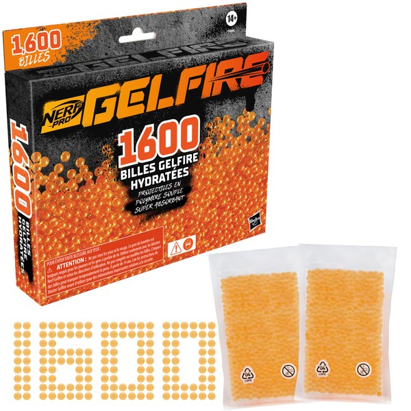 Nerf Pro Gelfire Refill Pack 1600 Gelfire Moisturized Balls Compatible with Nerf Pro Gelfire Blasters