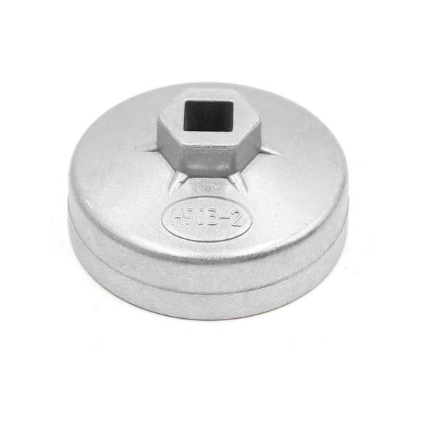 sourcing map Metal 74mm 8 Flutes Oil Filter Wrench Socket
