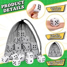 RoundFunny 48 Pcs Back to School Foam Dice Stress Ball 1.57 Inch Fake Soft Slow Dot Stress Anxiety Relief Dice Toys for Kids Adults Board Game Casino Decoration Party Pool Toy Favors School Supplies