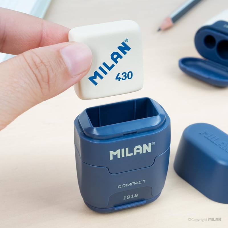 MILAN® Blister Sharpener Compact 1918 Series Blue + 2 Refill