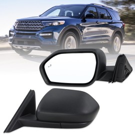 Lqito Left Driver Side Mirror Compatible With 2020 2021 2022 2023 2024 2025 Ford Explorer With Manual Folding Power Glass Blind Spot Black Replace#LB5Z17683AA(5Pins)