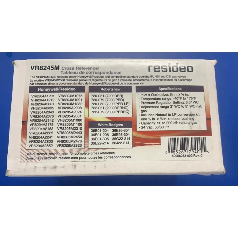 HONEYWELL UNIVERSAL ELEC. IGN. GAS CONTROL VALVE VR8245M2530