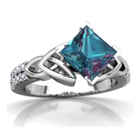 Awmnjtmgpw Fashion Retro Women 925 Sterling Silver Celtic Cut Rainbow Topaz Cubic Zircon Blue Topaz Women's Wedding Engagement Ring Size 6-10 (Size 8)