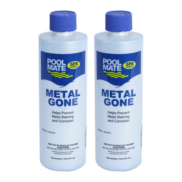 Pool Mate 1-2501SPA-02 Metal Gone Stain Remover for Spas and Hot Tubs, 1-Pint, 2-Pack