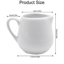 Iceten 6 PCS Small Milk Jugs with Handle- White Ceramic Milk Frother Jug, Creamer Cream Jug, Sauce Pots, Mini Tea Pot, Gravy Jug, Coffee Jug for Home Kitchen Office Coffee Bar(110 ml/3.9oz)