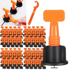 1800PCS TMKOOL Tile Leveling System 294pcs Reusable T Type Tile Leveler Spacer with 1500pcs 1/8" Tile Spacer, 6x Wrenches Tile Installation Tool Kit for Stone Installation (Leveler Clip+Spacer 1/8")
