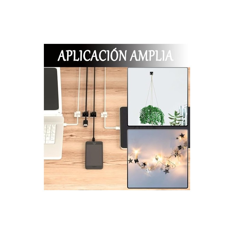 Lumbor37 Clips Organizador de Cables Autoadhesivo, 50 Piezas Clips Adhesivos